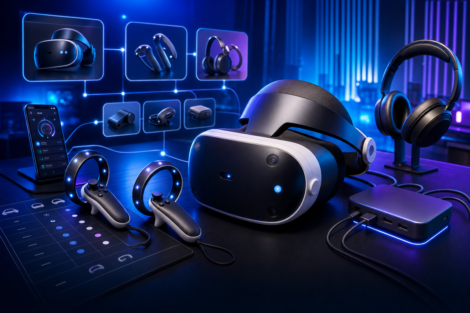 VRと連動機器レビューの背景ビジュアル